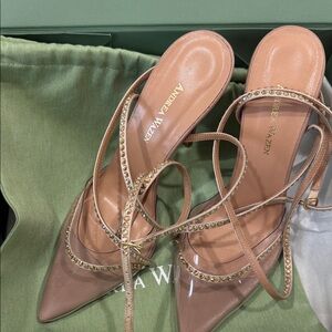 Andrea Wazen Tan Strappy Heels